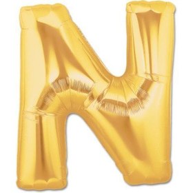 Resim Nessiworld N Harf Folyo Balon Altın Renk 40 inç 