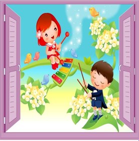 Resim Çocuk Odası Bebek Odası Pencere Poster Duvar Kağıdı Müzisyen 