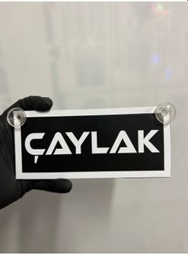 Resim Siyah Renk Üzeri Beyaz Renk Çaylak Yazılı Vantuzlu Cam Süsü 