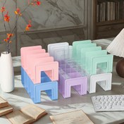 Resim 4 Katlı Pastel Pembe/Mavi/Yeşil/Beyaz Kitap Standı & Masaüstü Organizatör - Büyük Kapasiteli, Yer Tasarrufu Sağlayan Dikey A-Çerçeve Raflı, İnce ve Dayanıklı Şekilde Ofis Kütüphanesi İçin Uygun; Defterler, Tabletler ile Tam Uyumlu 