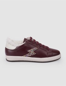 Resim Cabani %100 Hakiki Deri Bordo Bağcıklı Kürklü Kadın Sneaker 