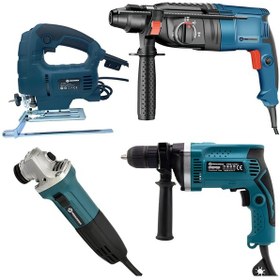 Resim Prohummer PH262 Elektrikli 4'lü Grup Seti Kırıcı Delici + 13 MM Darbeli Vidalama Matkap + 125 MM Avuç Taşlama + Dekupaj Testere 