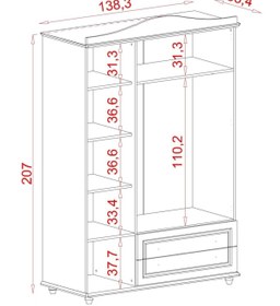 Resim Meltem Smart Carino Bebek Odası Üç Kapılı Camlı Pembe Dolap 