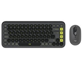 Resim Logitech POP ICON Kablosuz Bluetooth Sessiz Türkçe Q Klavye ve Mouse Seti Siyah 