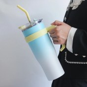 Resim Maryun Büyük Kapasiteli Pipet Yalıtım Bardağı, Büyük Mac Soğutma Yalıtım Bardağı, 1200ML (Yurt Dışından) 