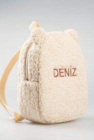 Resim [İSTEDİĞİNİZ İSMİ NAKIŞLA YAZIYORUZ] - Teddy-Peluş Bej 0-8 Yaş - Kreş, Anaokulu Çocuk Sırt Çantası 