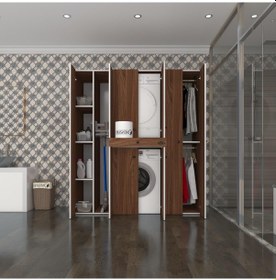 Resim Kenzlife Çamaşır-Kurutma Makinesi Dolabı Ve Giysi Dolabı Çekmeceli Ebuzer Sol Raf Cvz 187X170X120 Banyo Çok Renkli 