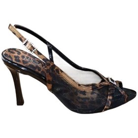 Resim Mıcam 5750 Kadın Taşlı Tül Detaylı Önü Ve Arkası Açık Abiye Ayakkabı Leopar Siyah 