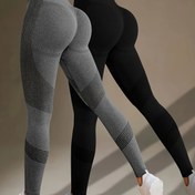 Resim 2 adet AB Dikişsiz Yoga Taytı Seti, Yüksek Bel Karın Kontrolü ve Popo Kaldırma, Hızlı Kuruyan Nem Çekme, Spor, Koşu, Fitness, İç ve Dış Giyim için Uygun, Kadınlar için Yüksek Bel Tayt, Tayt Kadınlar Yüksek Bel, Tayt Kadınlar Büyük Beden, Büyük Beden Tayt, Ev Spor Salonu, Kadınlar için Spor Giyim 