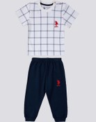 Resim U.S. Polo Assn. U.s. Polo Assn Square Line Pattern Krem Bebek Tshirt Takım 