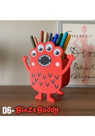 Resim Blazebuddy Kırmızı Enerjik Canavar Kalemlik Masa Üstü Düzenleyici 