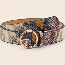 Resim Kadınlar İçin Yılan Desenli Metal Tokalı Kemer - Retro Sokak Stili Ayarlanabilir Bel Kemeri, Kot Elbiseler ve Üstler için Çok Amaçlı Moda Aksesuarı (Günlük, Düğün ve Parti), Şık Kadın Kemerleri, Kontrast Renk Tasarım, Dokulu Desen 