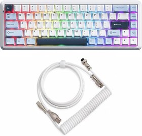 Resim Coverzone Ajazz AK680 Max%68 Manyetik Switch Oyuncu Klavyesi, Coiled Kablo, 3000mAh, 8000Hz Kablolu-1000Hz Kablosuz Polling Rate, RGB Arkadan Aydınlatmalı Mekanik Klavye (Beyaz Lacivert) 