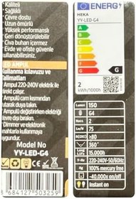 Resim Heka 2W (14W) 3000K Sarı Işık G4 Duylu Dim Edilebilir LED Kapsül Ampul 
