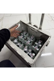 Resim Portakap 4 Tekerlekli Gri, 38L Orta Boy, Hareketli Alüminuyum Tutacaklı Alışveriş Arabası - Pazar Arabası 