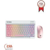 Resim Torima Tmk-09 Pembe Şarj Edilebilir Rgb Işıklı Kablosuz Klavye Mouse Seti 