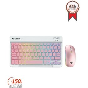 Resim Torima Tmk-09 Pembe Şarj Edilebilir Rgb Işıklı Kablosuz Klavye Mouse Seti 