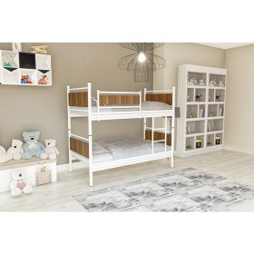 Resim Metalia Gm 128 Star Ahşap Metal Ranza Beyaz-Ceviz 