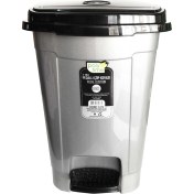 Resim Polytime Pedallı Basmalı İç Kovalı Ofis, Banyo, Mutfak Plastik Çöp Kutusu Kovası - 32 Litre - Gri - 47x35x35 Cm. 