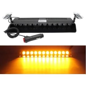 Resim 12 Ledli Sarı Çakar Lambası Vantuzlu Çakmaklık Girişi Uyumlu 