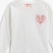 Resim Kız Bebek Pamuklu Hayvan Figürü İşlemeli Bisiklet Yaka Swearshirt 