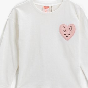 Resim Kız Bebek Pamuklu Hayvan Figürü İşlemeli Bisiklet Yaka Swearshirt 