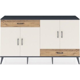 Resim Arges Konsol 5 Raflı 2 Çekmeceli 4 Kapaklı 176x30x99 Antrasit-ayt Antrasit-aytaşı/çam 
