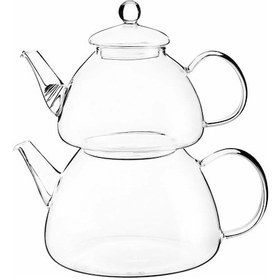 Resim Borosilikat Ateşe Dayanıklı Cam Büyük Çaydanlık Takımı Düz Saydam 
