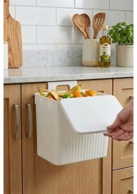 Resim Askılı Ve Yapışkanlı Mutfak Ve Banyo İçin Pratik Çöp Kovası 8lt Beyaz 