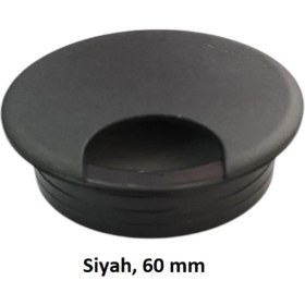 Resim Masaüstü Kablo Kanalı Deliği Kapağı Siyah 6 cm 