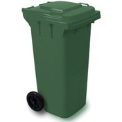 Resim Kapaklı Tekerlekli Çöp Toplama Konteyneri Kutusu 120 Litre - 95 X 60 X 50 Cm. - Yeşil 