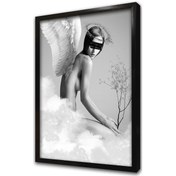Resim Siyah Beyaz Melek Çerçeveli Mdf Tablo-172149 