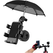 Resim Yunboo Motorsiklet Ve Bisiklet İçin Şemsiyeli Telefon Tutucu - Yağmur Ve Güneş Koruma Özellikli 