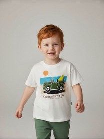 Resim Zekids Erkek Bebek Araba Baskılı Tasarım T-shirt-17197 Çok Renkli 