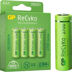 Resim Gp Recyko Aa 2600 Mah Şarjlı 4'lü Pil Gp270aahce-2eb4 Gprhc272e001 