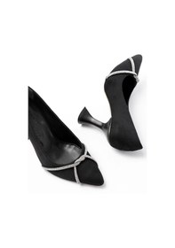 Resim No8 Home K-10 Siyah Süet Günlük Sarmal Taşlı Topuklu Kadın Ayakkabı Çok Renkli 