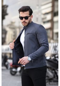 Resim Mero Life Erkek Gri Su Ve Rüzgar Geçirmez Slim Fit Astarlı Mevsimlik Mont Gri 