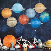 Resim 8 Parça Uzay Temalı Parti Süslemeleri, 10 İnç Astronot Galaksi Gezegen Fenerleri, Güneş Sistemi Temalı Sınıf Doğum Günü Dekoru, Noel, Cadılar Bayramı ve Tatil Süsleri 