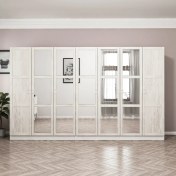 Resim Minar Kale Country 7 Kapak Aynalı 4 Çekmece Zincir Dolap - Eskitme Beyaz 