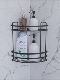 Resim SUNTEL BANYO MUTFAK AKSESUARLARI 2 Katlı Lamalı Duş Rafı - Köşe Tipi Banyo Rafı 