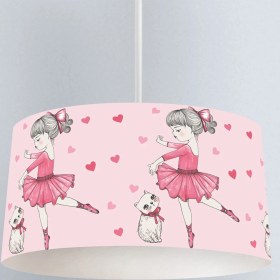 Resim instababyrooms Kırmızı Balerin Kız Kedi Kalp Desenli Çocuk Odası Dijital Baskılı Sarkıt Avize 