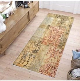 Resim Rovigo Dijital Baskı Yıkanabilir Kaymaz Taban Salon Halısı RVG1200, Sarı, 100 x 200 