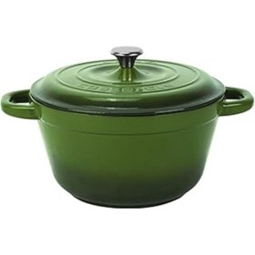 Resim NETWORK ART Lava Döküm Yuvarlak Tencere Döküm Demir Kapak New Heritage Serisi Çap(Ø)26Cm. Yeşil 
