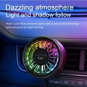 Resim Honeybeeshop Karbon Fiber Araba Kokusu Vantilatörü Renkli Işık Ritim Fan Atmosfer Aydınlatma 