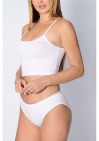 Resim Pamuk Ribana Geçme Lastik Bikini Beyaz 