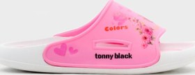 Resim Tonny Black Kız Çocuk Pembe Poli Taban Çiçek Desenli Terlik 