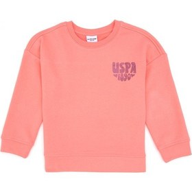 Resim U.S. Polo Assn. Kız Çocuk Neon Pembe Simli Baskı Detaylı Bisiklet Yaka Basic Sweatshirt 50314289-VR105 