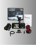 Resim 3 Kameralı Araç İçi Dvr Kayıt Cihazı Ön İç Arka Kamera Full Hd 