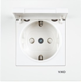 Resim Viko Karre Beyaz Kapaklı Topraklı Priz Çocuk Korumalı Çerçeveli 
