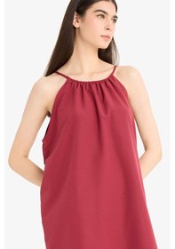Resim Defacto Yuvarlak Yaka Terry Cotton Mini Plaj Elbisesi-fall İn Love E5102ax25spbr285 Bordo 